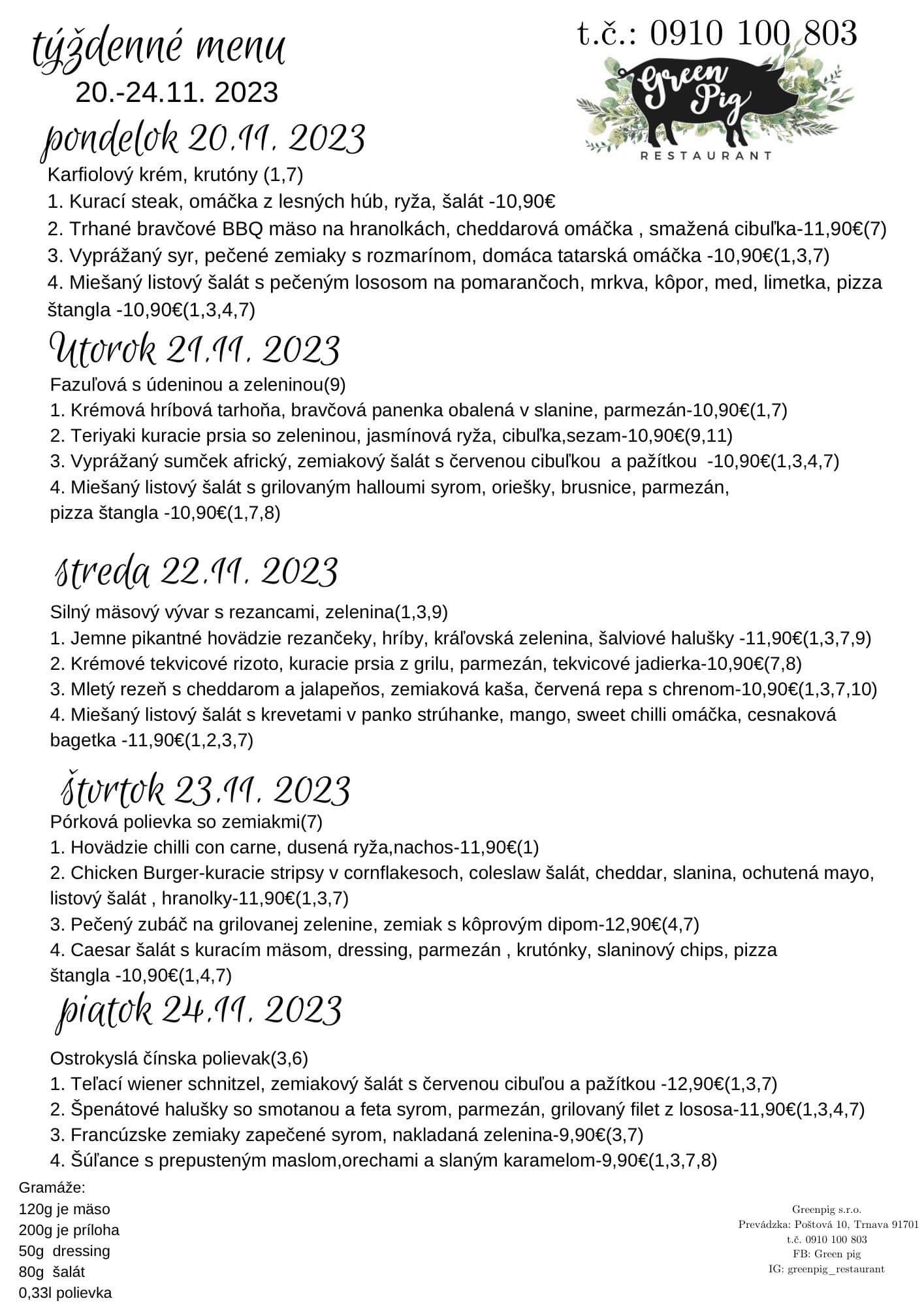 Denne menu – Greenpig